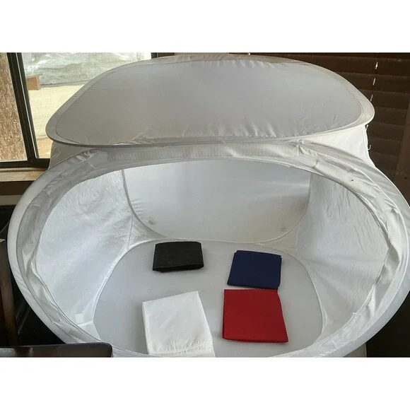 27” Portable Collapsible Photo Light Tent Softbox W/ 4 Backdrops, Case - Picture 1 of 3